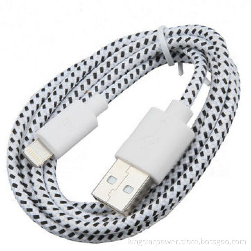 8 Pins USB Data Cable for iPad Mini 4, iPhone 5, 5C, 5S, iPod Touch 5, Flat Fabric Braided, iOS 7.1
